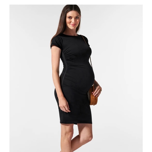 Maternity Cap Sleeve Crew Neck Dress - Picture 1 of 6